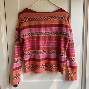 Ralph Lauren LRL 90s Vintage Women Sz M Sweater Orange Red Multicolor
